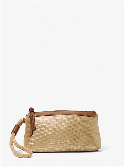 michael kors talia wristlet|Talia Small Metallic Cotton Canvas Wristlet .